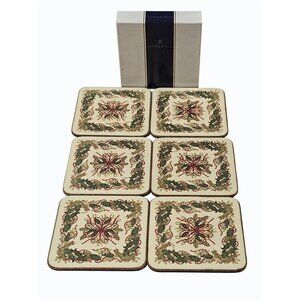 Pimpernel Set Of 6 Festive Garland Coasters With Holly Berry  Design in  OG Box